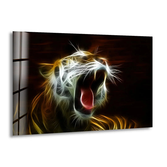 Electric Roar Tiger Wall Art – Neon Wild Animal Glass Print Decor - MyPhotoStation