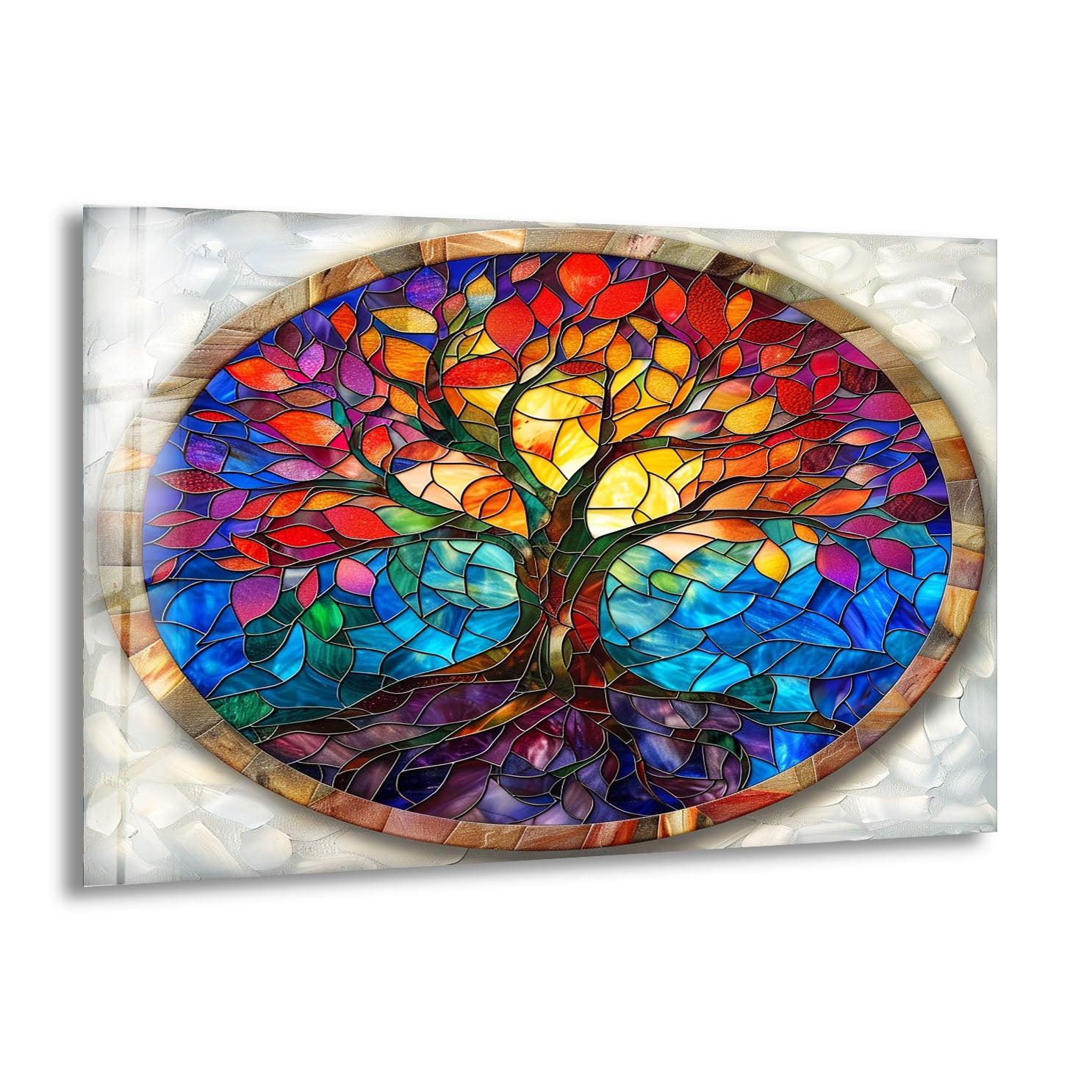 Red & Blue Tree of Life Flower Wall Art – Glass Wall Art – MyPhotoStation