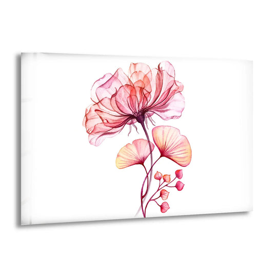 Sleek finish on this Coral Bloom hanging wall art highlights the pink and orange floral design in this glass print for home.