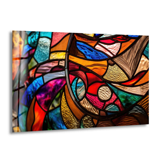 Abstract Stained Glass Wall Art – Vibrant Multicolor Modern Window Design - MyPhotoStation