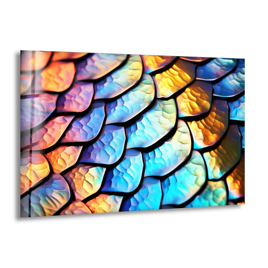 Rainbow Scales Wall Art – Iridescent Texture Glass Print for Bold Interiors - MyPhotoStation