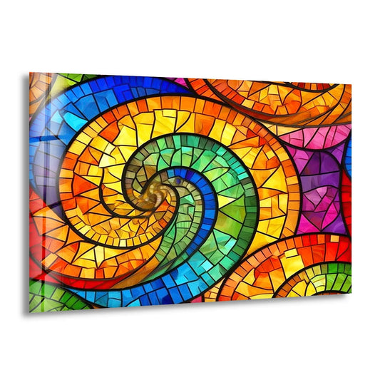 Colorful Spiral Stained Glass Wall Art – Vibrant Abstract Glass Decor - MyPhotoStation