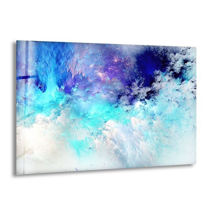 Icy Blue Dream Wall Art – Abstract Frosted Cloud Glass Print