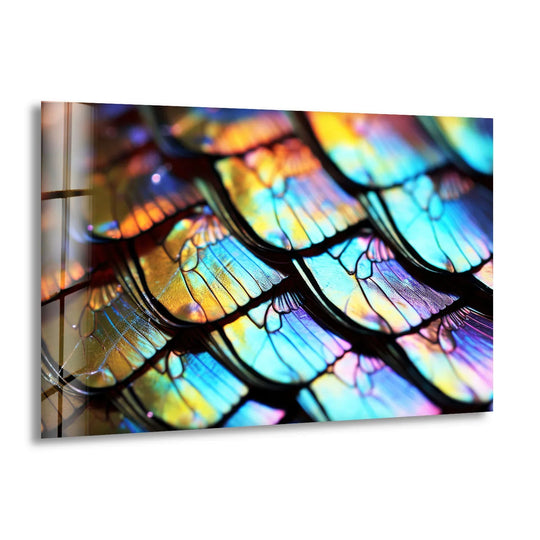Serene horizon glass art features bright golden-yellow hues in its abstract gradients.