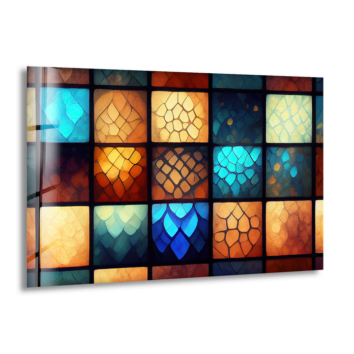 Geometric Stained Glass Wall Art – Colorful Mosaic Glass Print