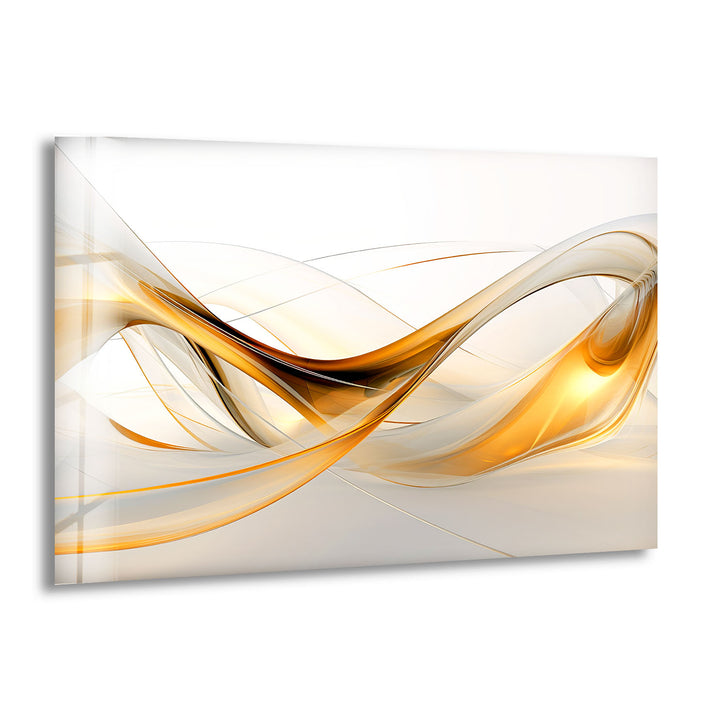 Golden Flow Abstrakte Wandkunst – Eleganter Glasdruck für modernes Dekor 