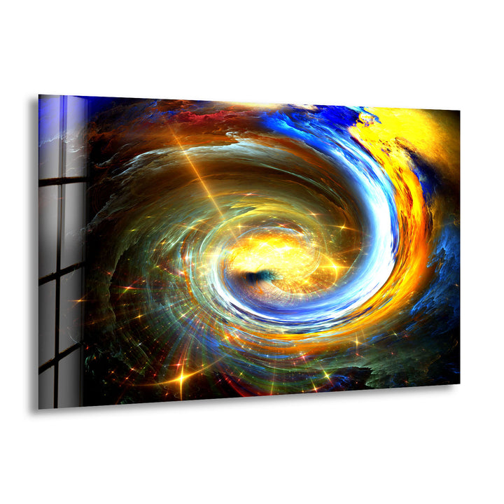 Galactic Vortex Wall Art – Spiral Energy Cosmos Glass Print Décor