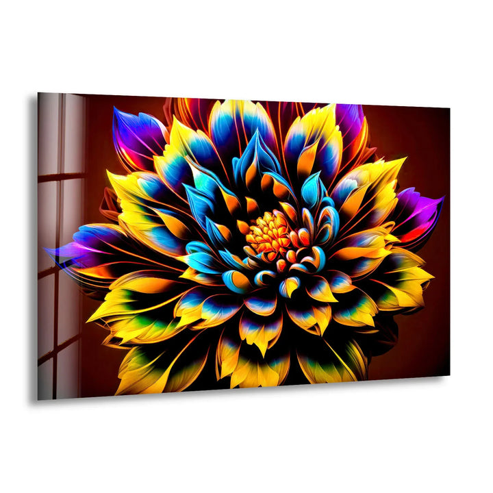 Vibrant Flower Wall Art – Bold Multicolor Glass Print with Radiant Petals for Modern Artistic Interiors - MyPhotoStation