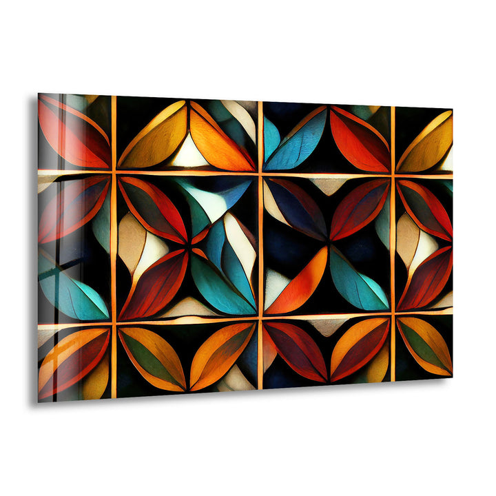 Geometric Stained Glass Wall Art – Abstract Mosaic Glass Design
