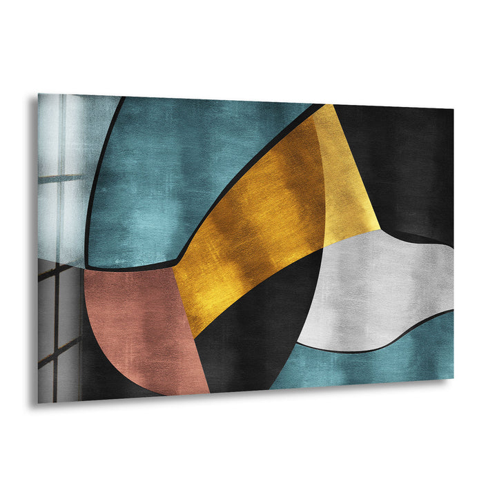 Mid Century Abstract Wall Art – Geometric Glass Print Decor