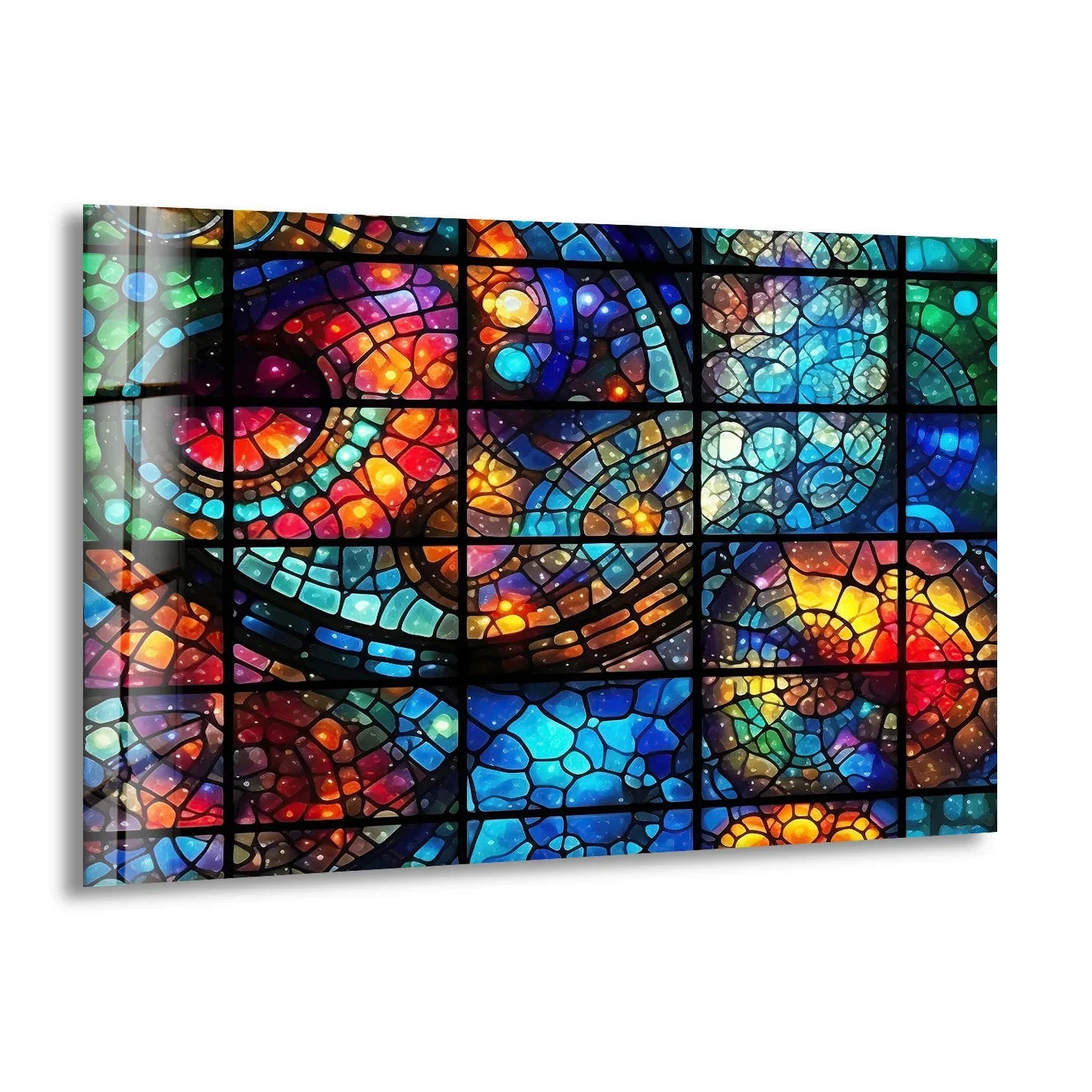 Cosmic Stained Glass Wall Art – Vibrant Galaxy-Inspired Home Decor ...