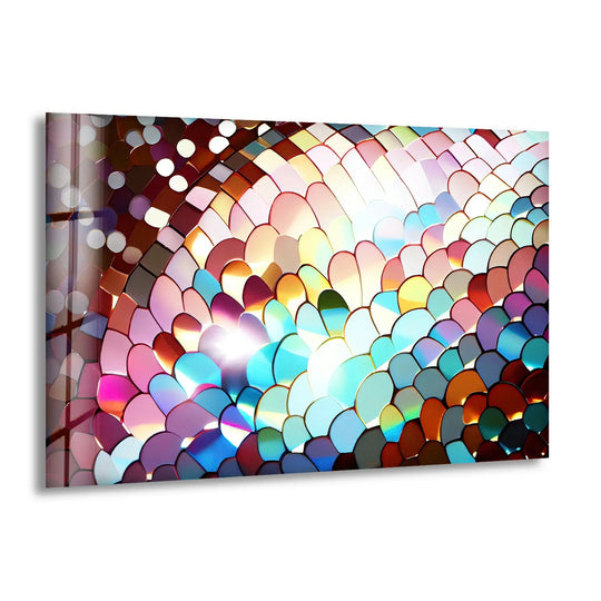 Rainbow Scale Glass Wall Art – Iridescent Abstract Decor Panel - MyPhotoStation