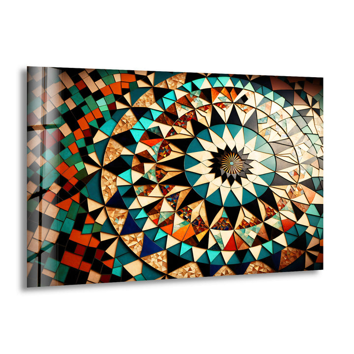 Moroccan Star Mosaic Glass Wall Art – Boho Geometric Mandala Decor