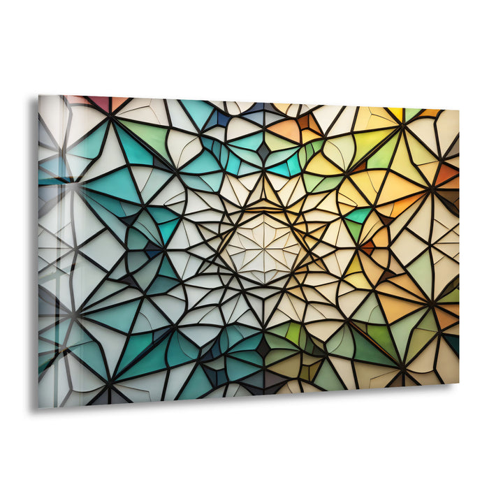Geometrische Wanddekoration aus Buntglas – Modernes abstraktes Design, elegantes Wohndekor 