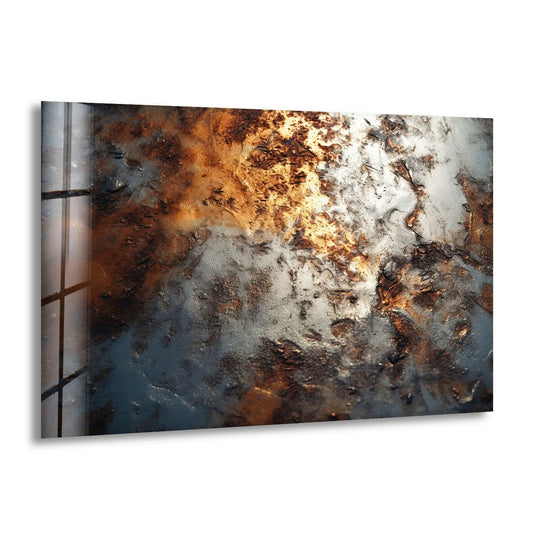 Darkened, textured industrial rust abstract metal decor with hints of deep blue tones.