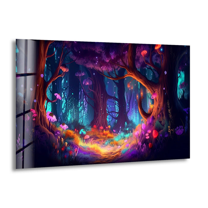 Enchanted Forest Wall Art – Mystical Glow in Fantasy Glass Print