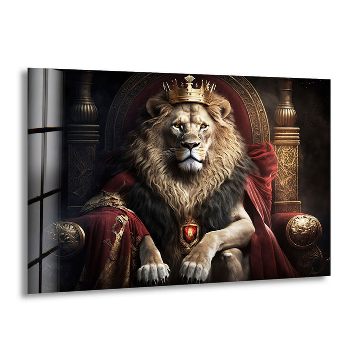 Königliche Wandkunst „König der Löwen“ – Majestätischer Tier-Glasdruck 