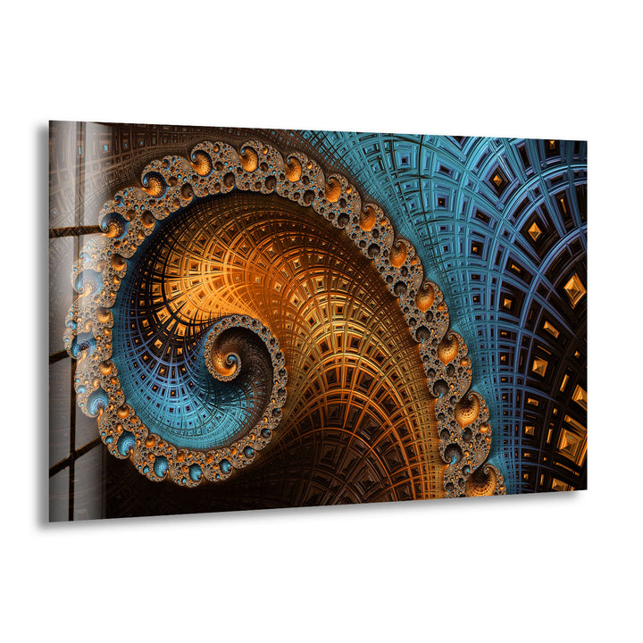 Spiral Fractal Wall Art – Geometric Abstract Glass Print Design