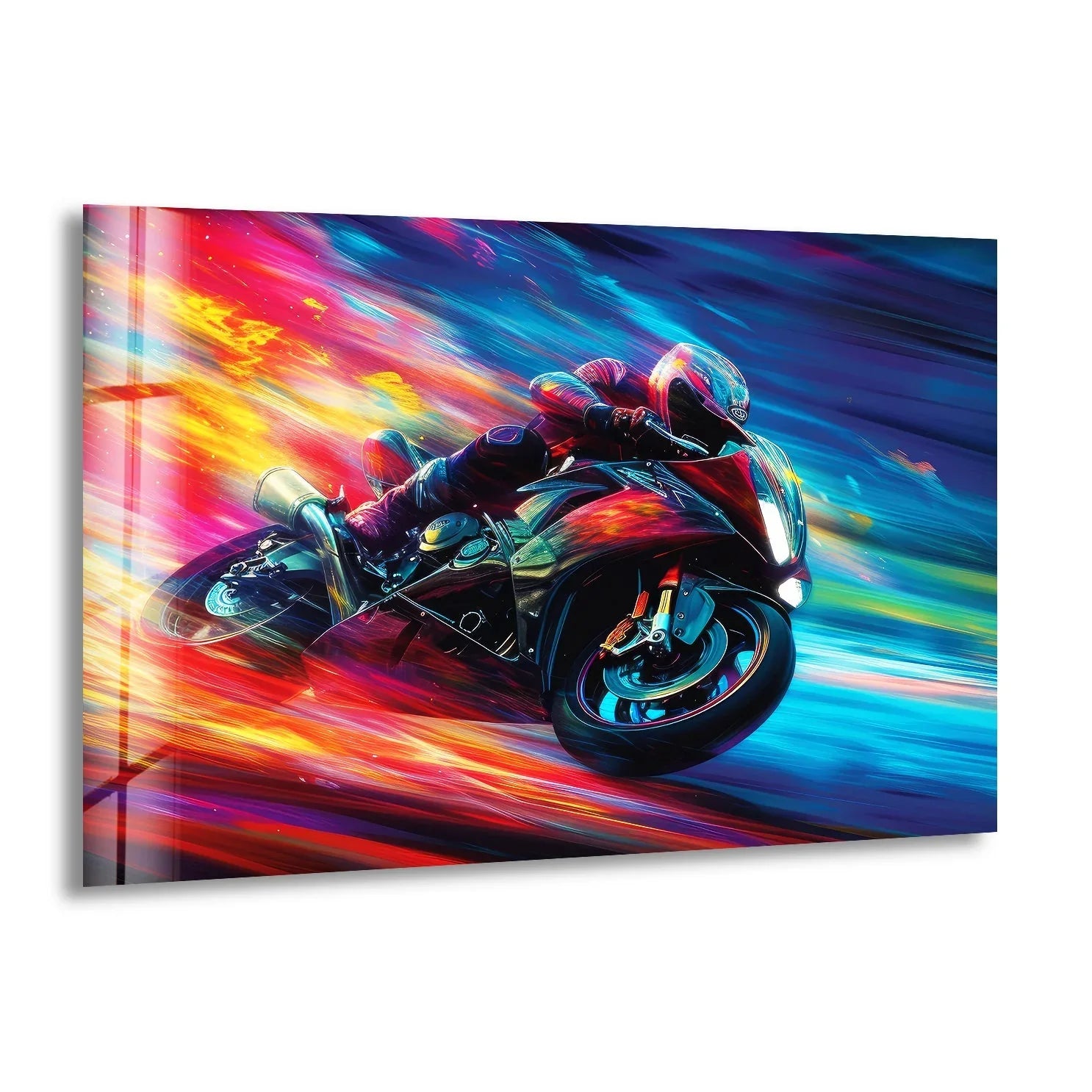 Colorful Motorcycle Wall Art | Racing Decor on Glass – MyPhotoStation