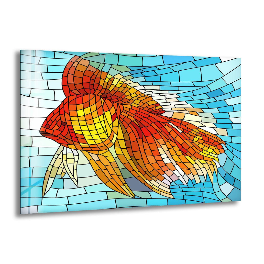 Mosaic Goldfish Glass Wall Art stained glass wall art, stained glass wall decor