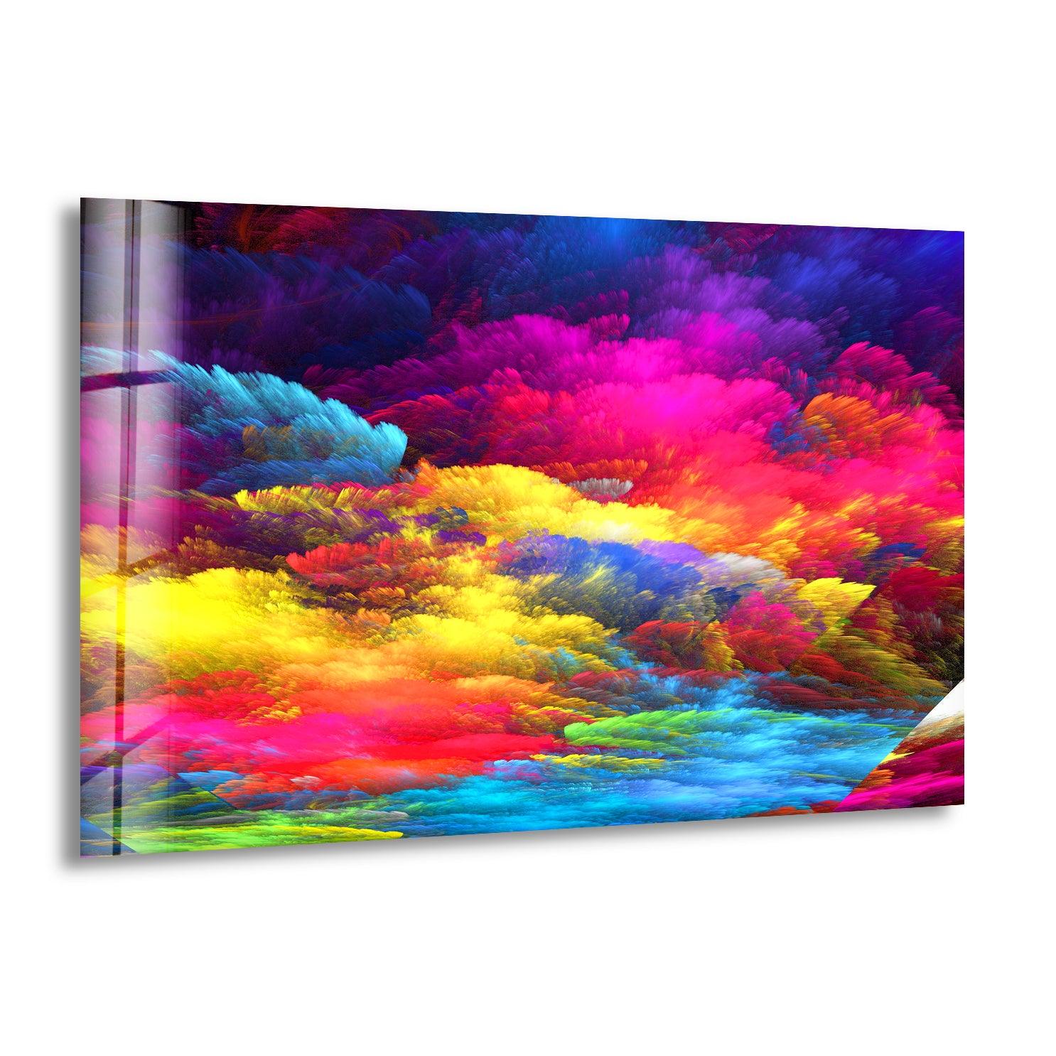 Bunte Wolken Abstrakte Glaswandkunst