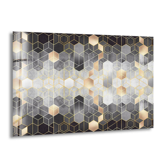Mosaic Hexagon Glass Wall Art custom glass photo prints, large glass prints