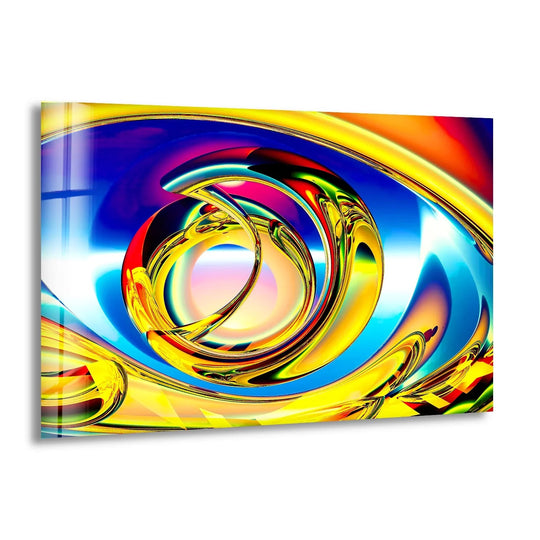 An energetic and vibrant mood emanates from this decorative wall art, showcasing a golden fractal abstract.