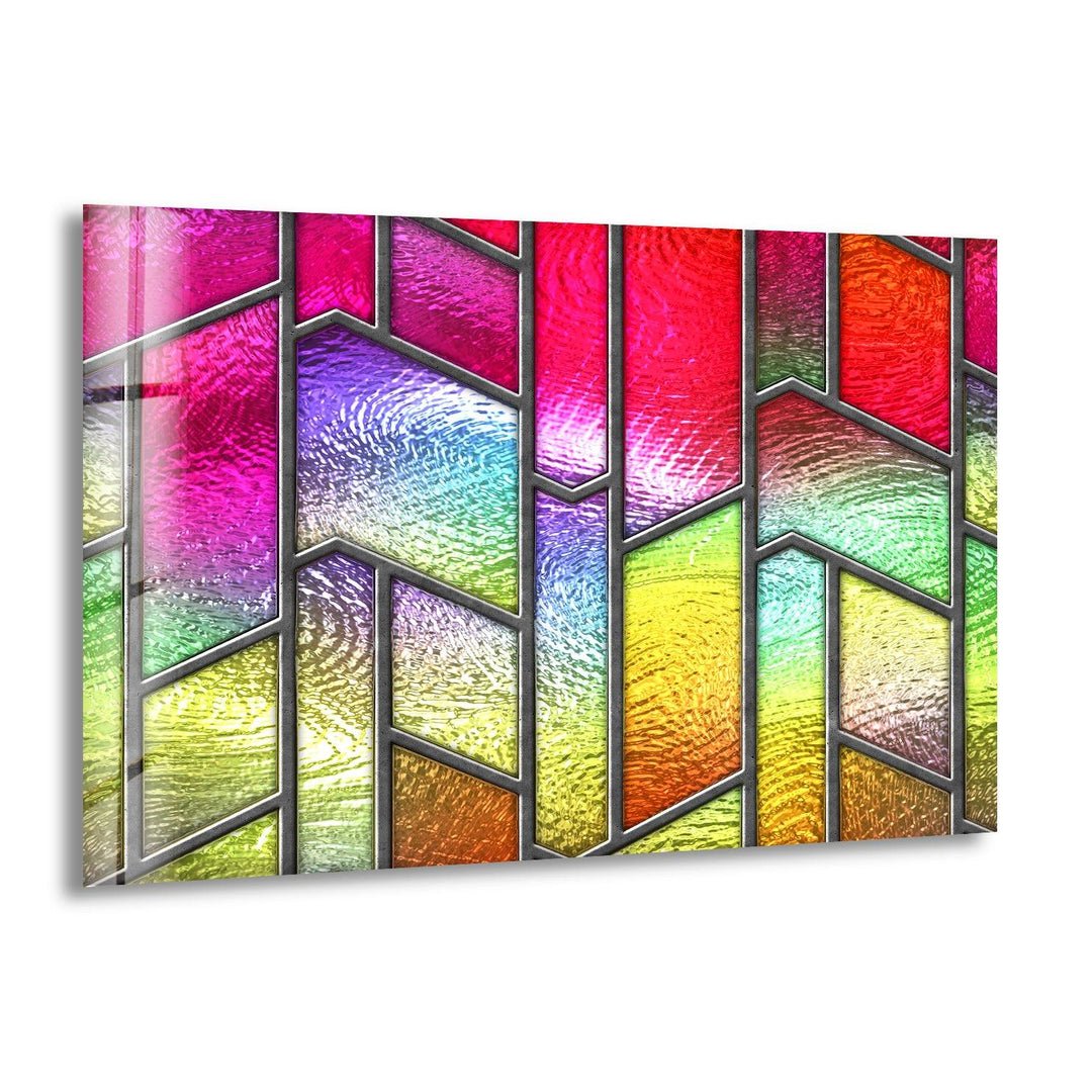Pink & Yellow Stained Glass Wall Art large glass photo prints, glass wall photos
