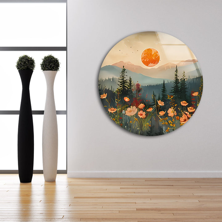 Blood Moon Paint Sunset Glass Wall Art glass pictures for Wall, glass prints wall art
