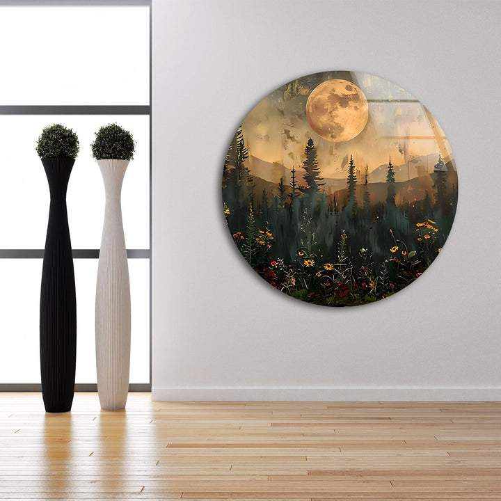 Sunset With Full Moon Glass Wall Art Glass Printing Wall Art, Print photos on glass
