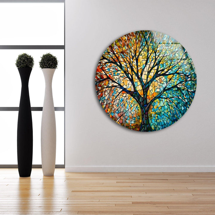 Colored Tree Glass Wall Art glass photo prints, glass picture prints
