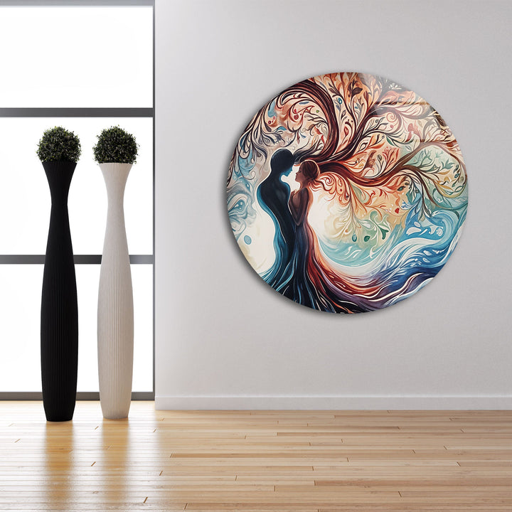 Man & Women Colored Glass Wall Art Glass Printing Wall Art, Print photos on glass
