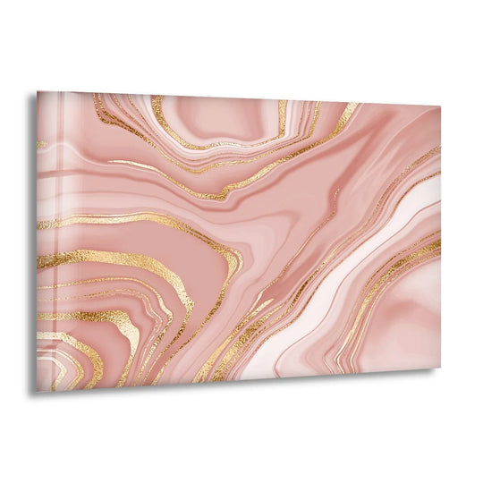 Pink Rose Gold Fluid Art Glass Wall Art - MyPhotoStation