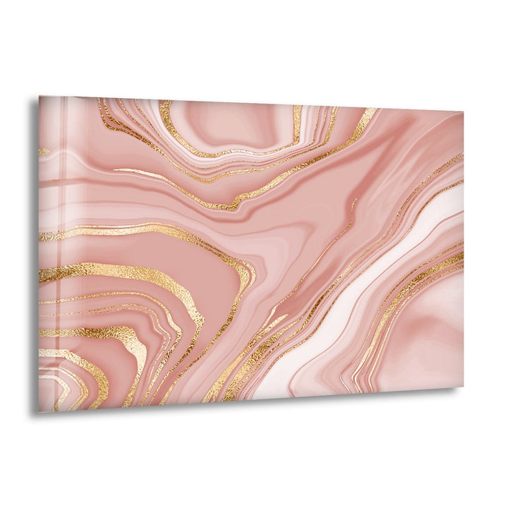 Fluid Art Glaswandkunst in Rosa und Roségold