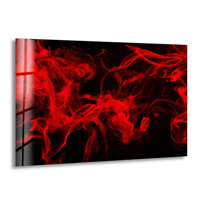 Roter Rauch mit schwarzem Hintergrund, Glaswandkunst