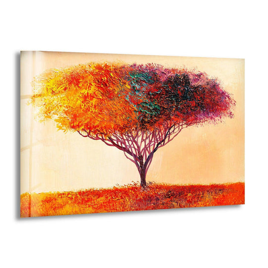 Oil Painting Tree Glass Wall Art glass pictures for Wall, glass prints wall art