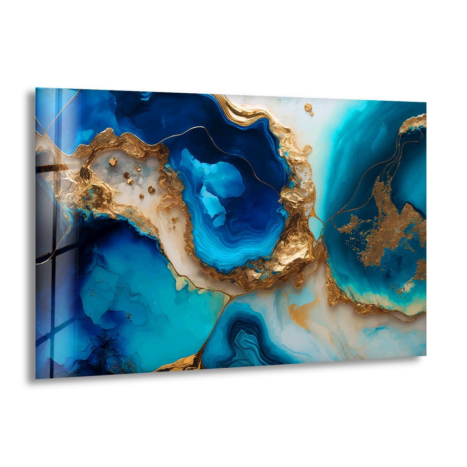 Blaue Alkoholtinte Glaswandkunst
