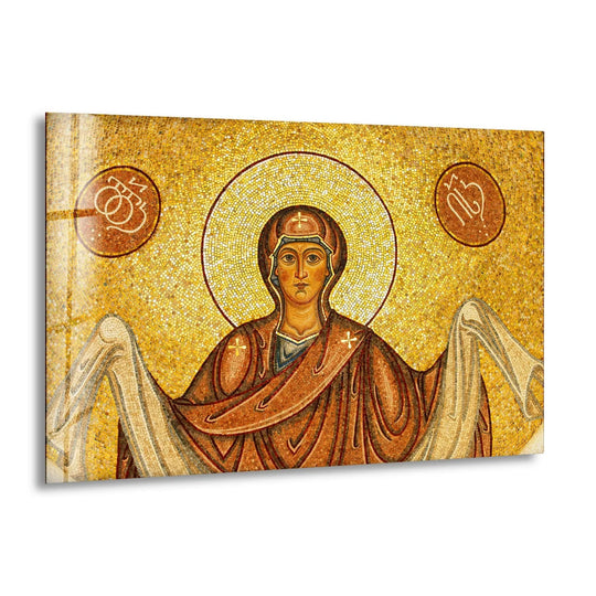 Religion Orthodox Jesus Christ glass wall art showcases a mosaic finish and religious art with Orthodox Jesus Christ art for elegant home decor
