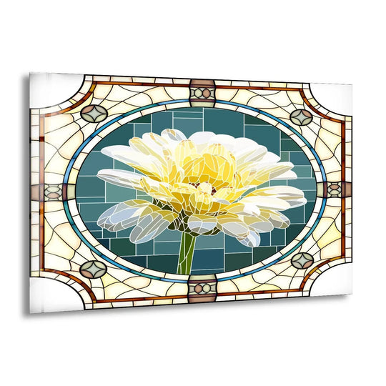 Stained Daisy Glass Wall Art glass art painting, glass art for the Wall