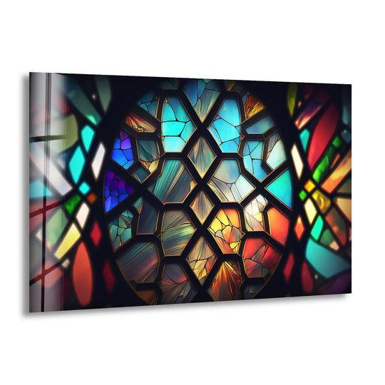 Stained Glass Window Wall Art – Vibrant Geometric Light Reflections - MyPhotoStation