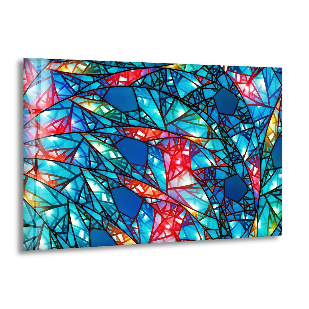 Blue Stained Abstract Glass Wall Art picture on glass wall art, photos printed on glass