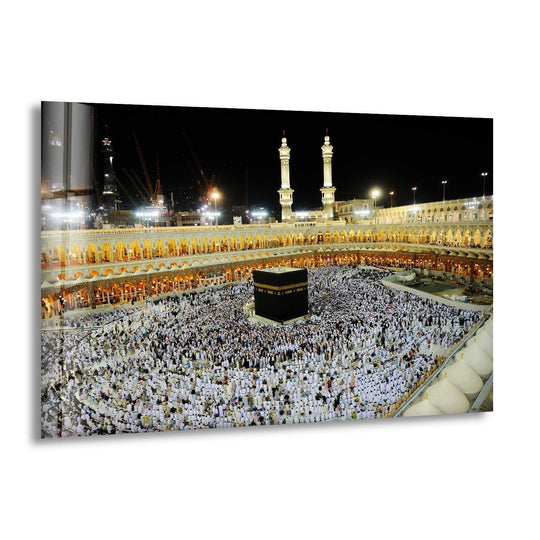 Religion glass wall art Mecca Al Haram Kaaba art and spiritual painting with tempered glass to celebrate faith and sacred beauty