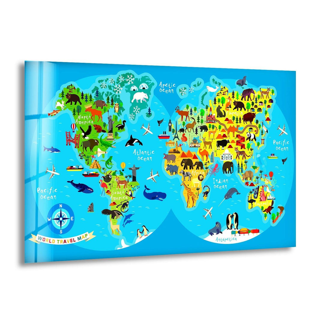 Travel Map Glass Wall Pictures & Cool Art