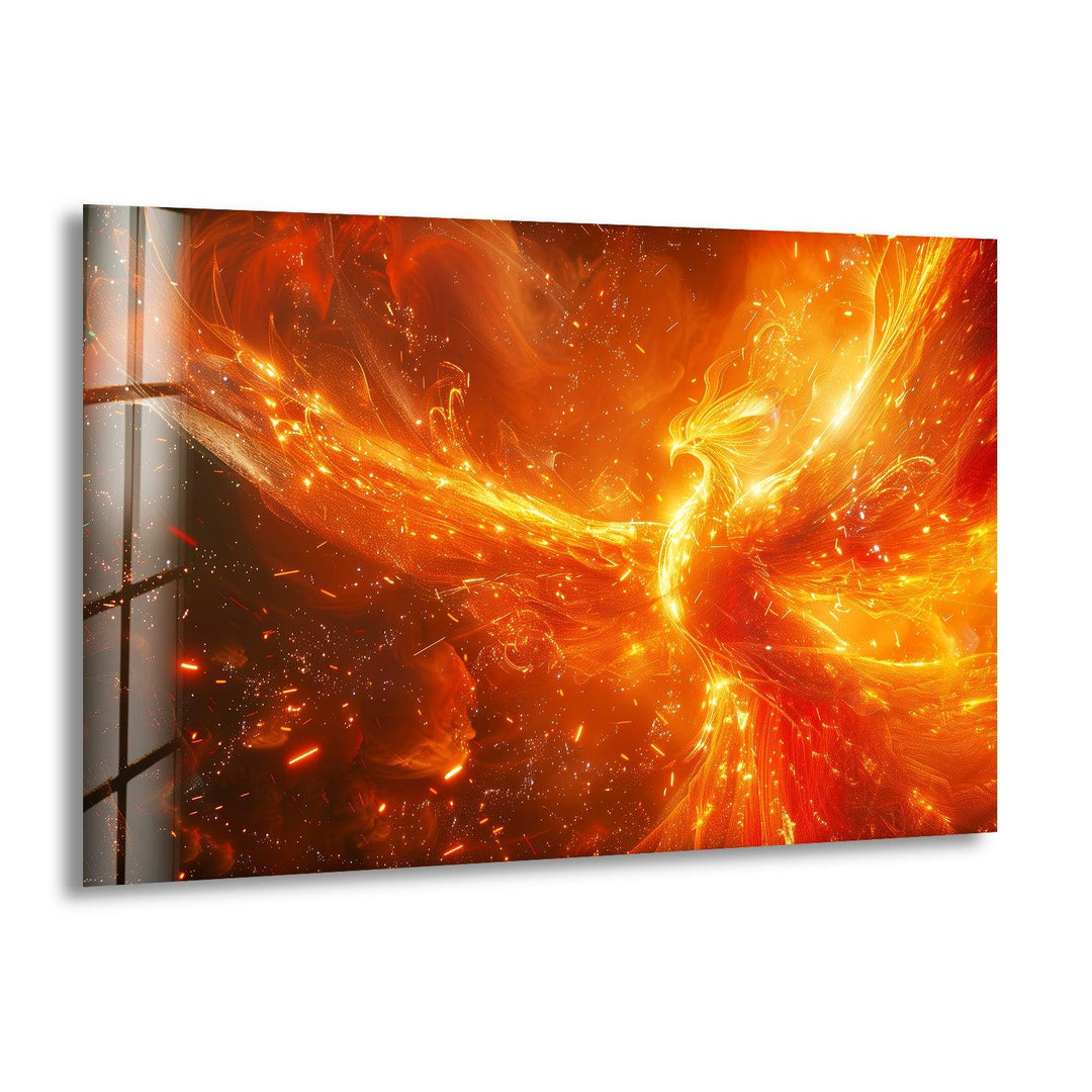 Fire Phoenix Glass Wall Art large glass photo prints, glass wall photos