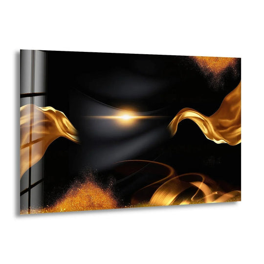 Flowing bronze waves dance across a dark expanse in this dynamic decorative wall art.