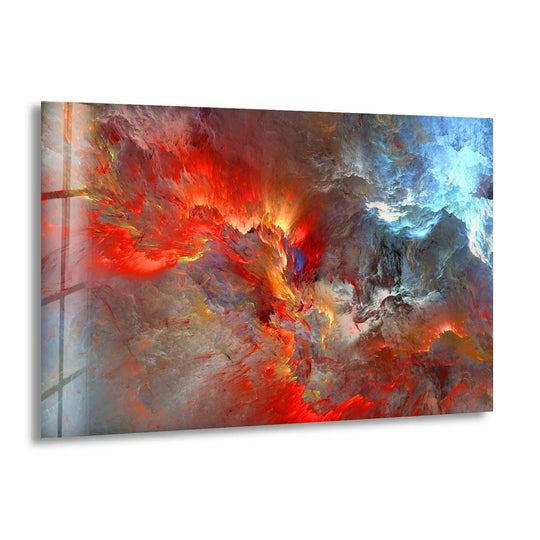Red Fractal Clouds Glass Wall Art - MyPhotoStation