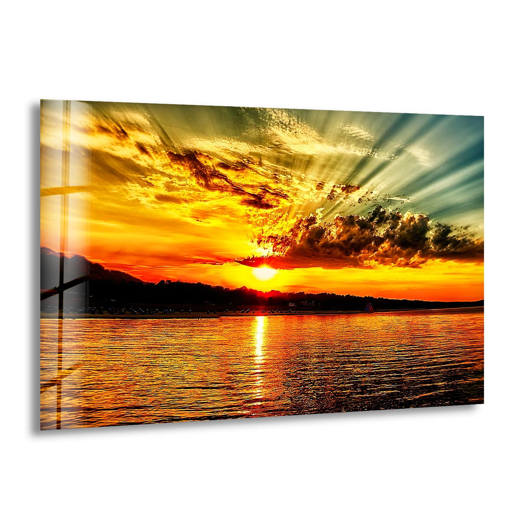 Golden Sunset Glow: Ocean reflections captured in vibrant hues of gold.
