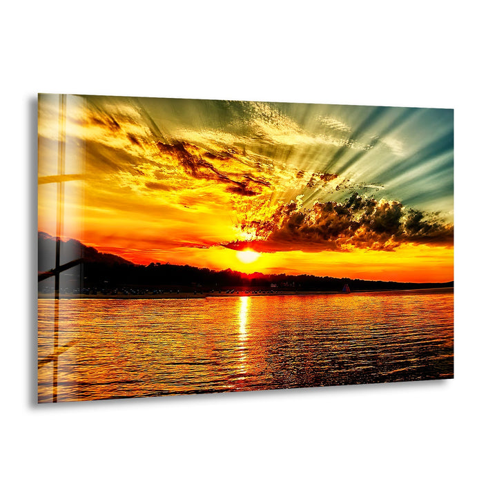 Golden Sunset Glow: Ocean reflections captured in vibrant hues of gold.
