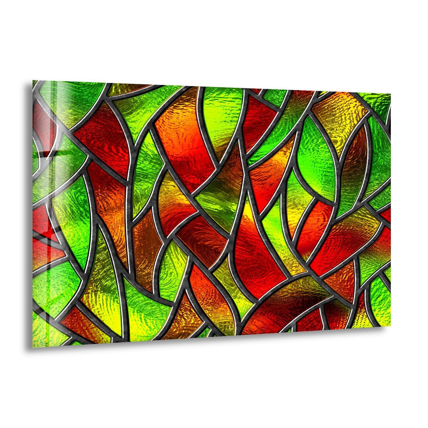 Red and Green Stained Glass Wall Art – Glass Wall Art – MyPhotoStation