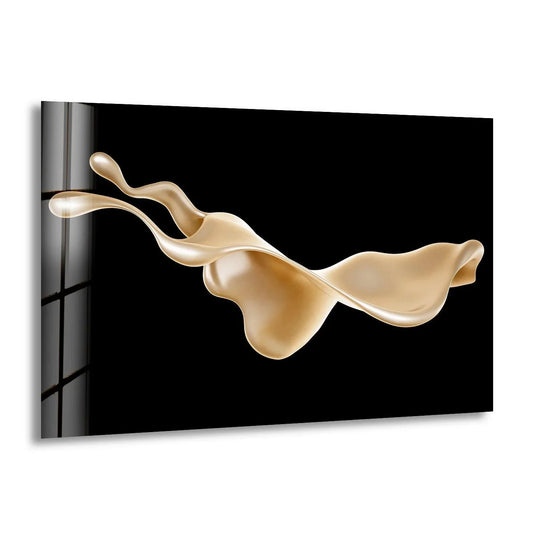 Splash of gold fluid glass art highlights a luxurious layering effect, perfect for home decor.